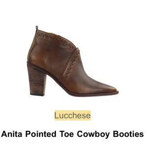 Lucchese Brown Leather Pointed-Toe Ankle Booties